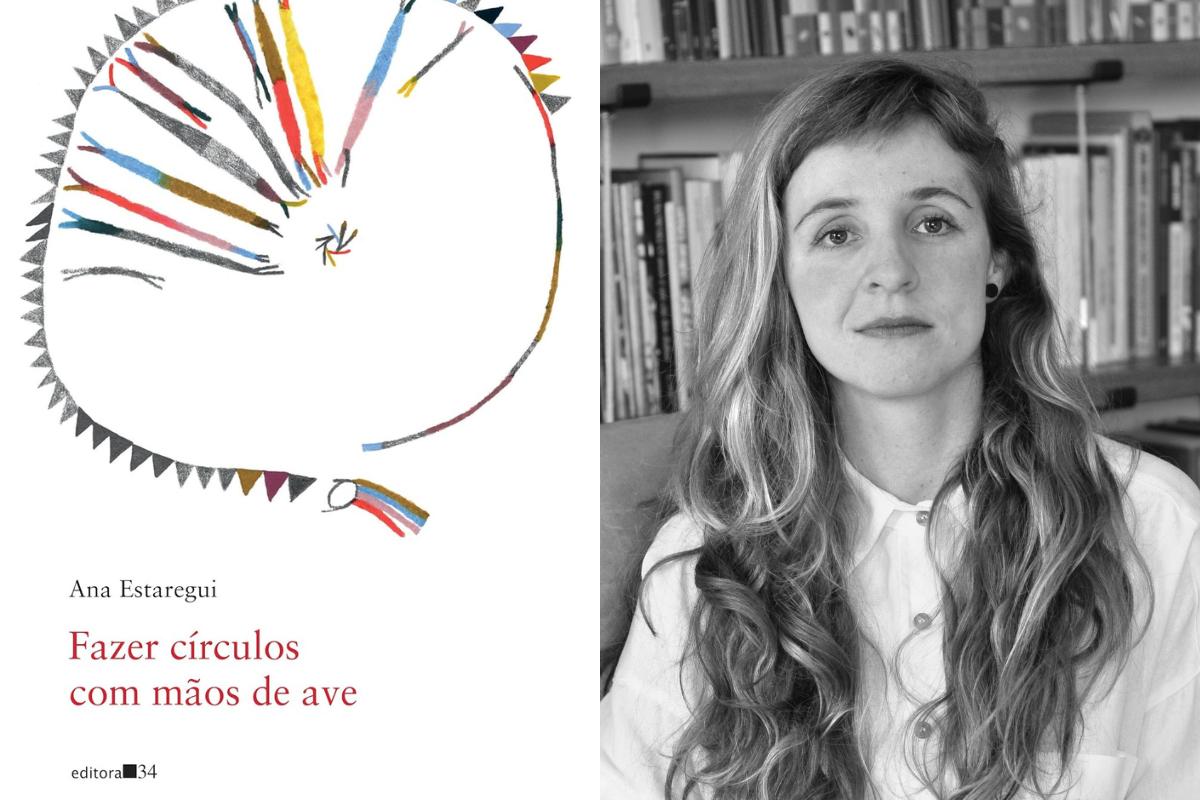 Imagem de capa do livro fazer círculos com mãos de ave e da poeta ana estaregui.