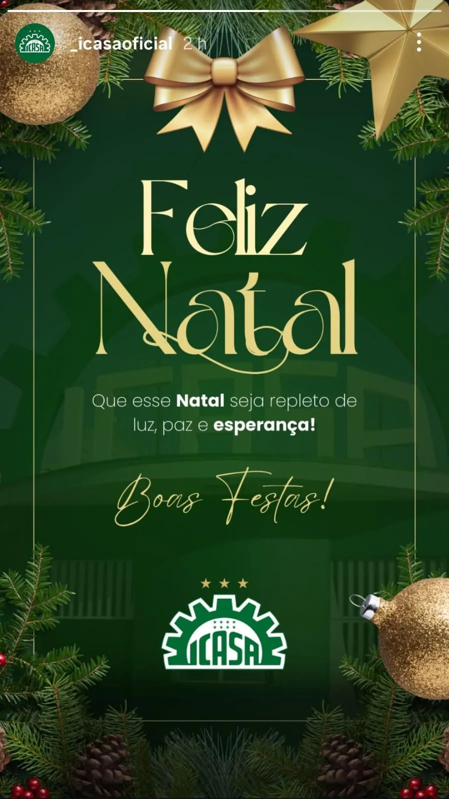 Icasa deseja feliz natal aos torcedores