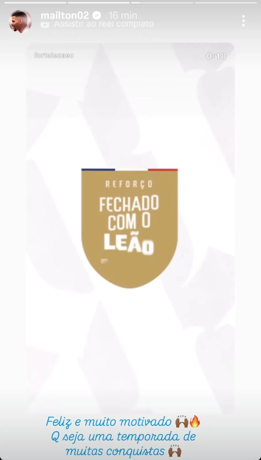 Mailton comemora acerto com o Fortaleza.