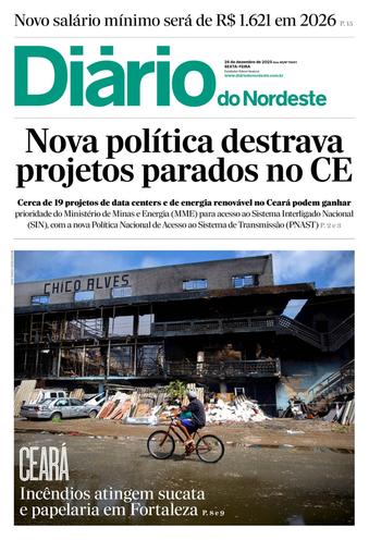 Capa da Edição do dia do jornal Diário do Nordeste