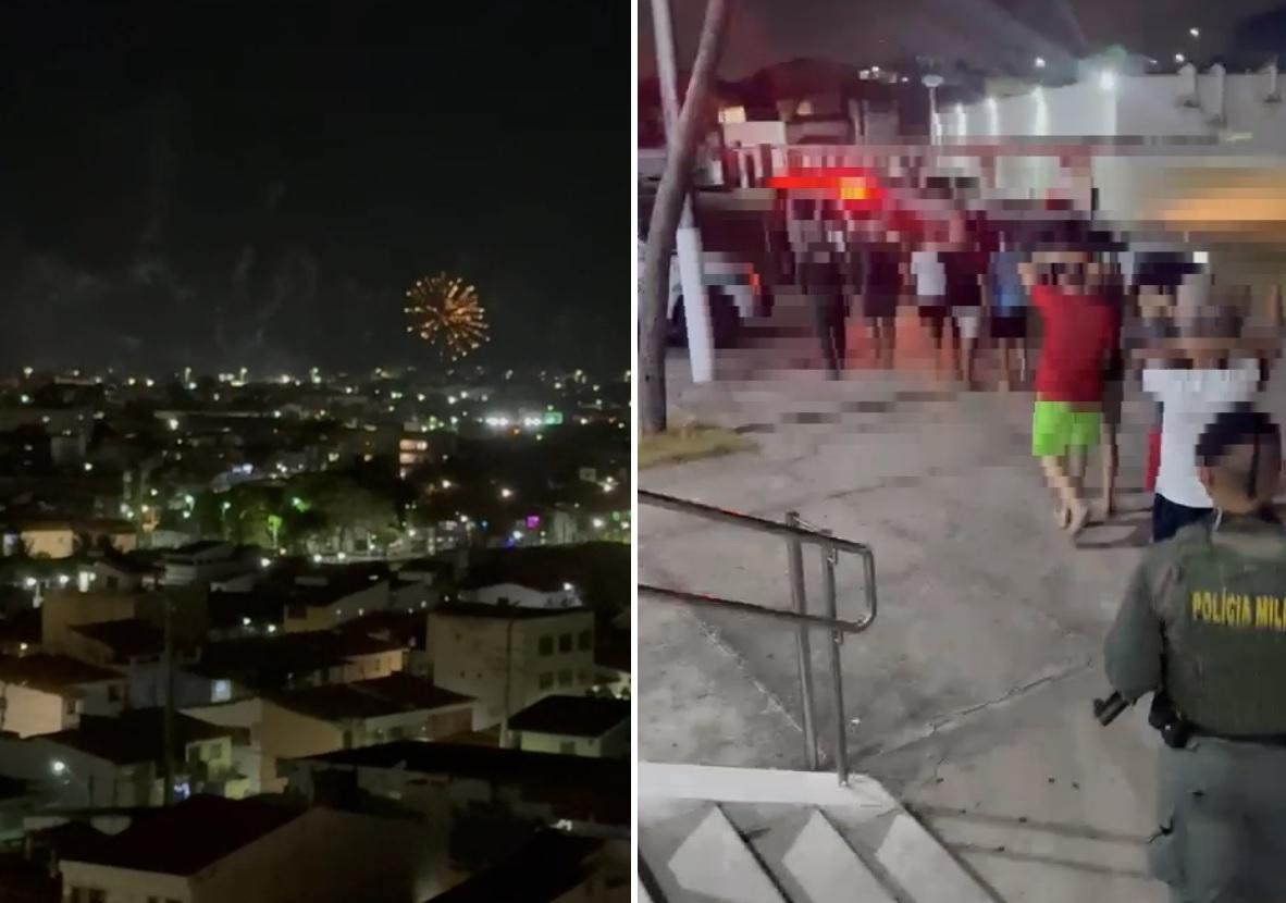 As imagens mostram uma queima de fogos em Fortaleza e a prisão de várias pessoas realizada pela Polícia Militar.
