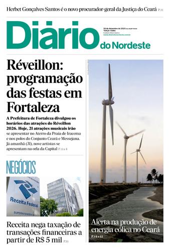 Capa da Edição do dia do jornal Diário do Nordeste