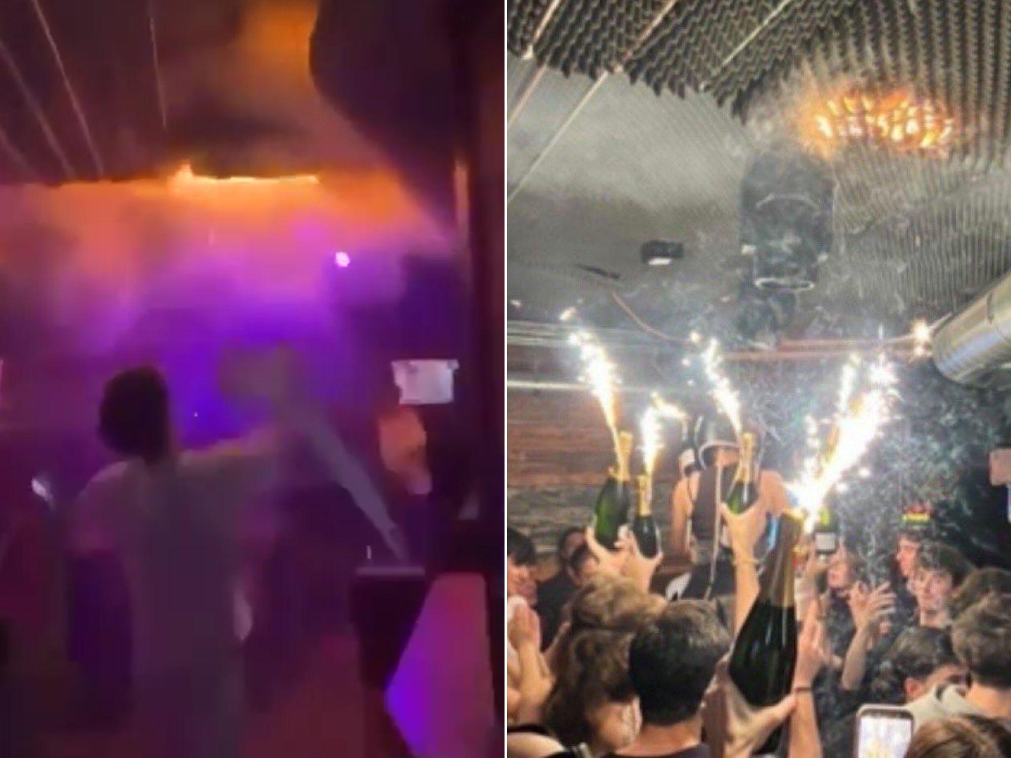 Fotos mostram festa de Ano Novo na Suíça no início do incêndio em bar.