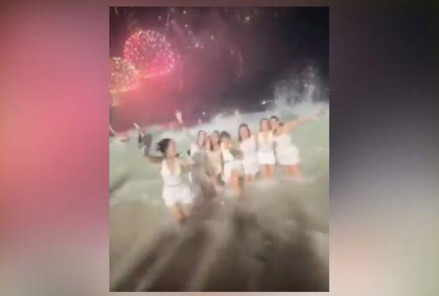 Vídeo de amigas sendo derrubadas por onda no Rio de Janeiro viralizou nas redes sociais. 