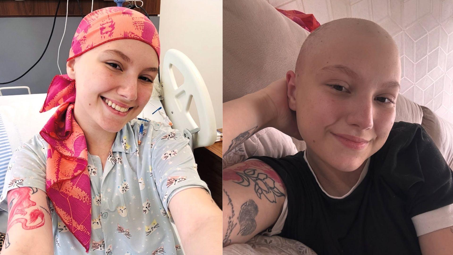 Colagem com fotos de Isabel Veloso no hospital.