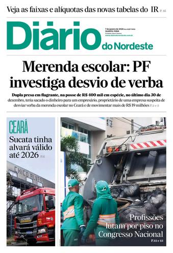Capa da Edição do dia do jornal Diário do Nordeste