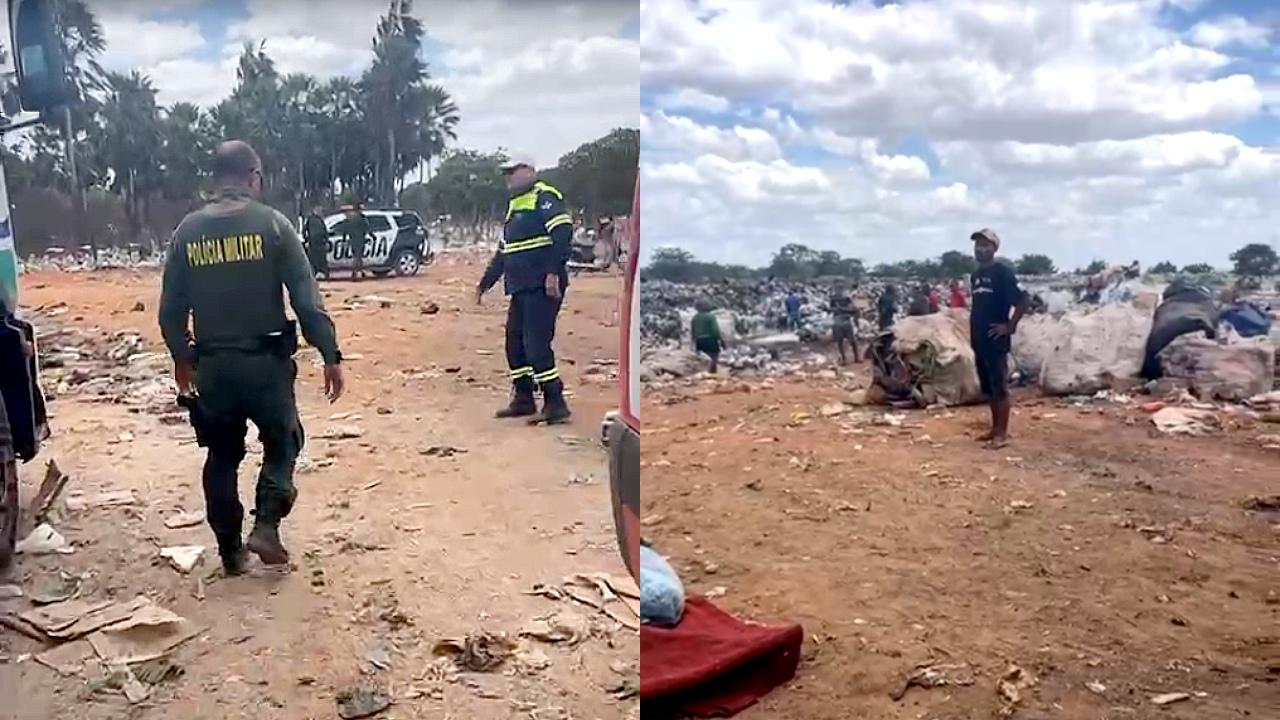 Equipes da PM e da Perícia Forense do Estado do Ceará foram acionadas para atender ocorrência em lixão