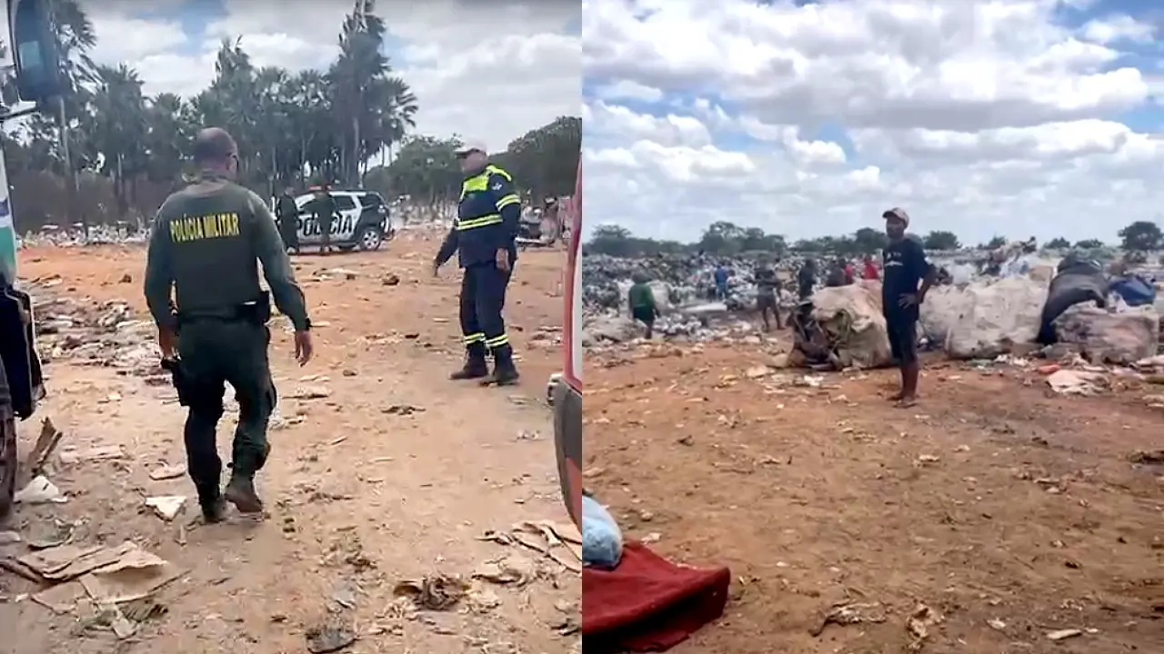 Equipes da PM e da Perícia Forense do Estado do Ceará foram acionadas para atender ocorrência em lixão