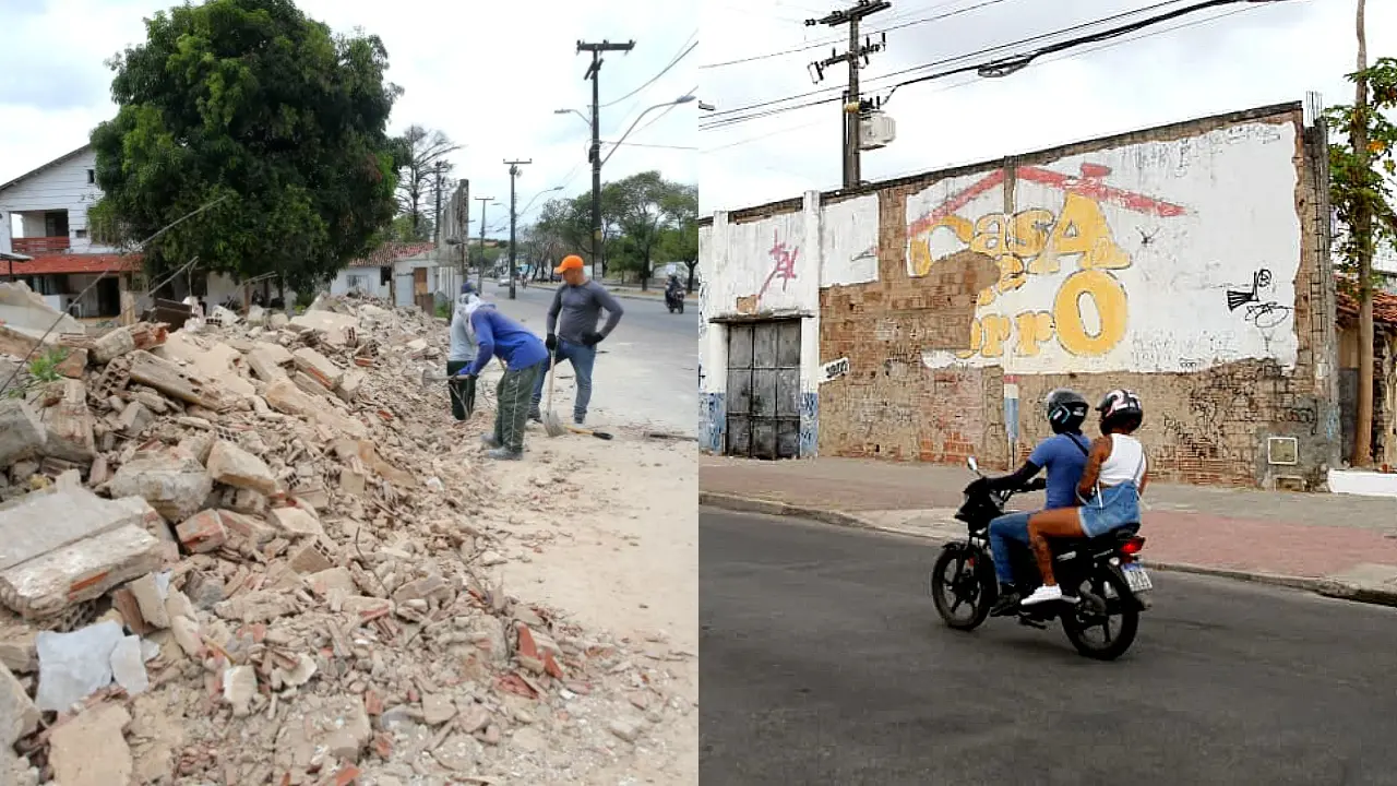 Obra na Casa de Forró chama atenção de motoristas e pedestres que passam em avenida.