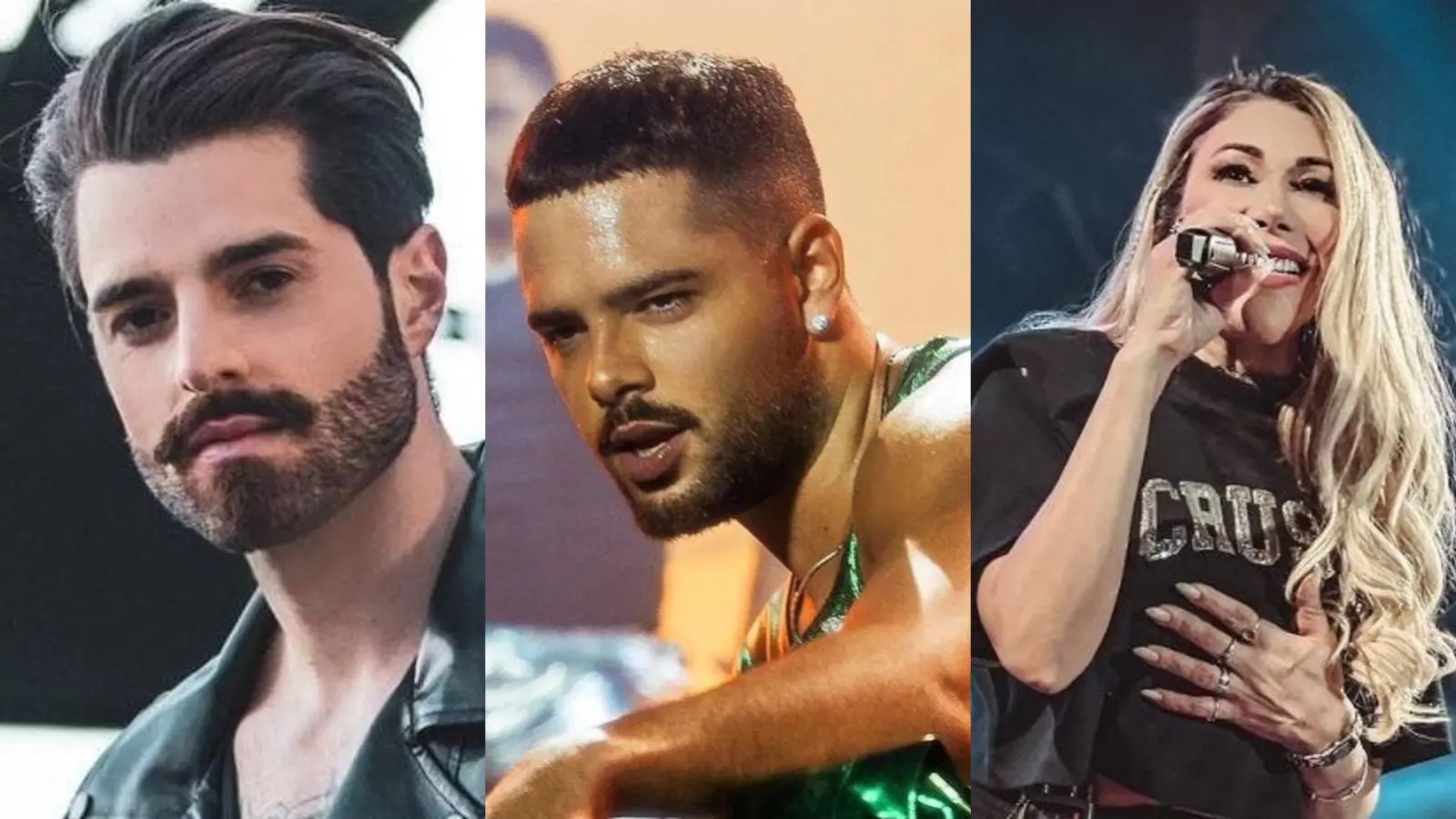 Montagem de fotos mostra Alok, Pedro Sampaio e Taty Girl da esquerda para a direita.