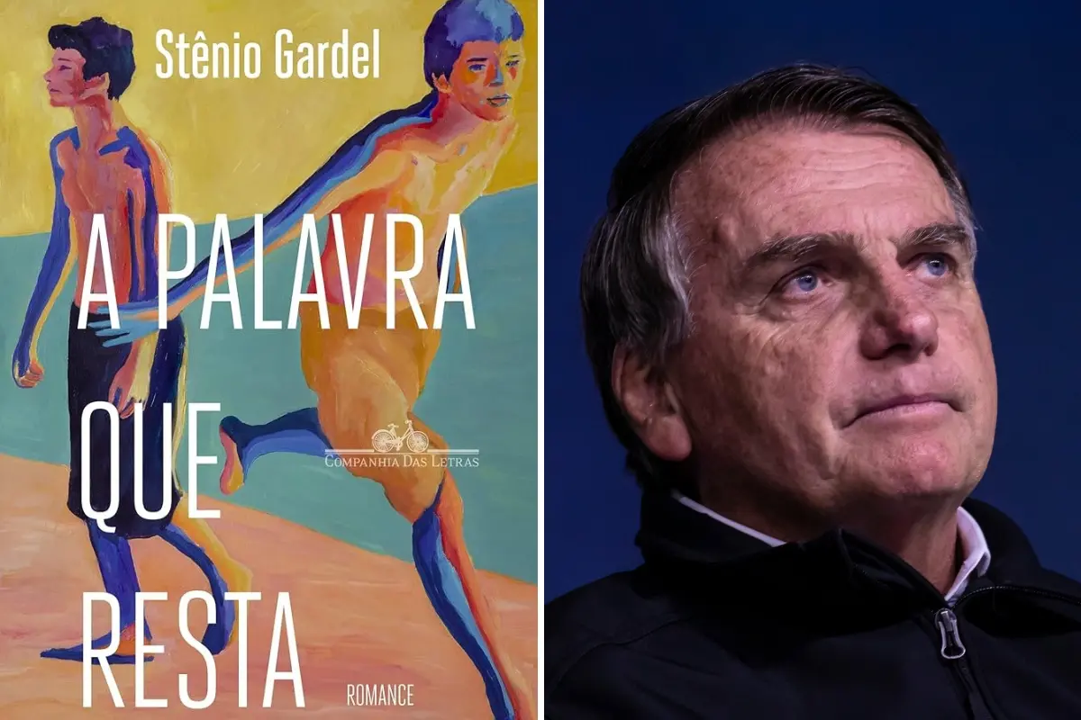 Imagem de capa do livro A Palavra que Resta e do ex-presidente Jair Bolsonaro, condenado por atentar contra o Estado Democrático de Direito.