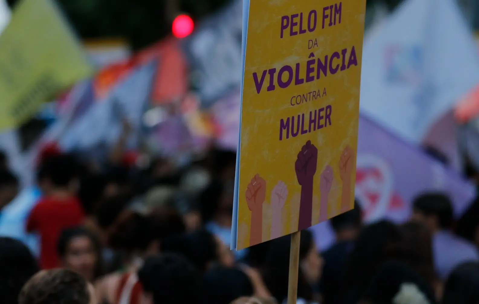 Protesto pelo fim da violência contra a mulher.