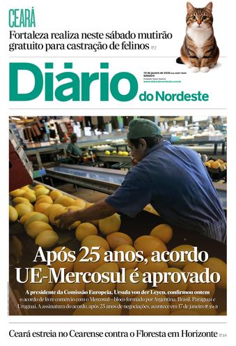 Capa da Edição do dia do jornal Diário do Nordeste