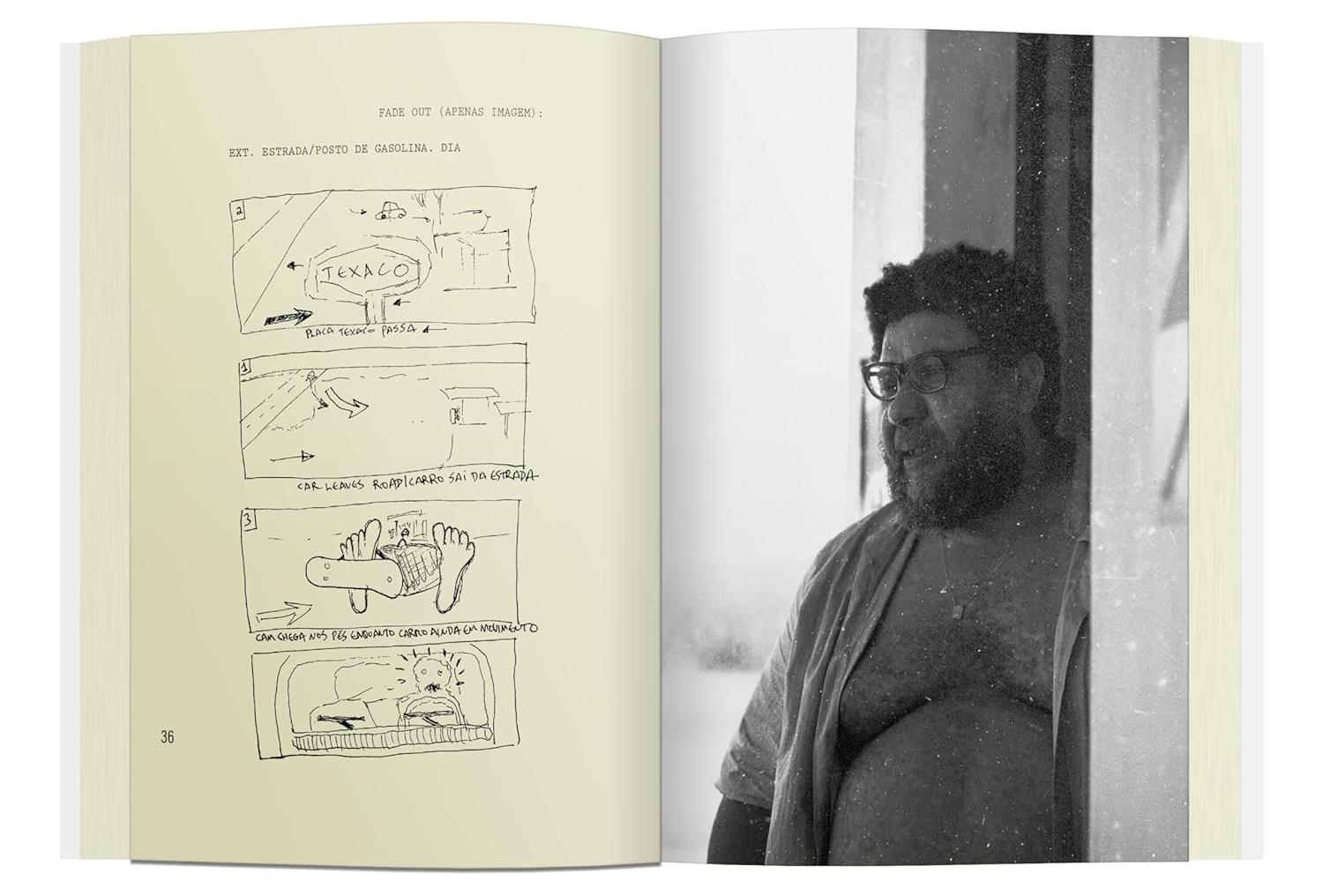 Imagem do filme O Agente Secreto e de trechos do roteiro.