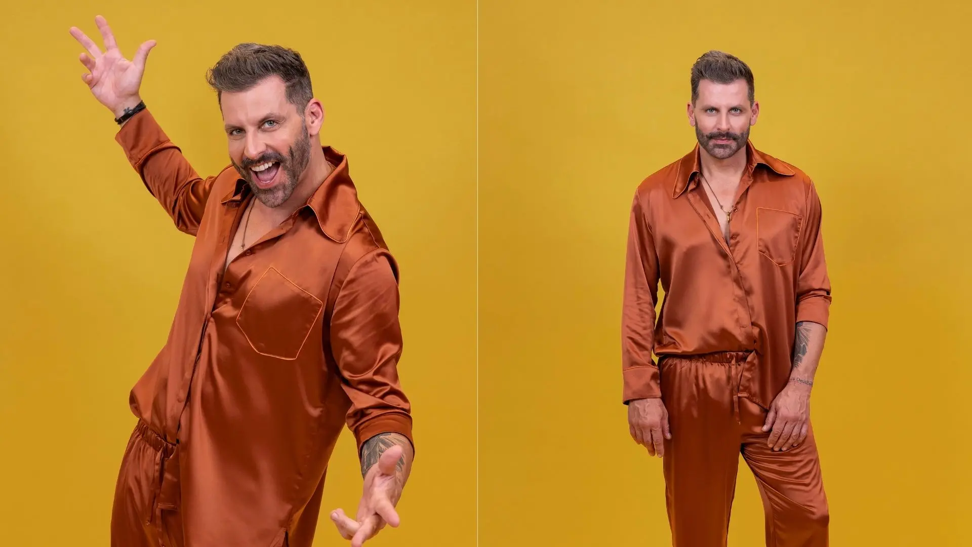 Colagem com fotos do ator Henri Castelli.