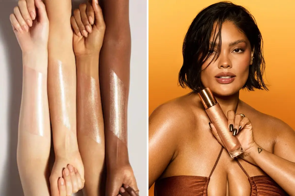 Imagem de iluminador corporal para matéria sobre tendências de maquiagem para Carnaval 2026.