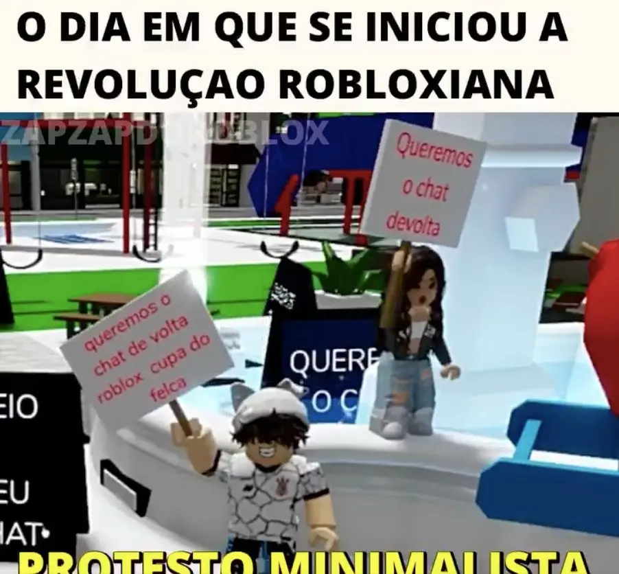 Usuários do Roblox tem feito manifestações dentro do jogo contra as novas regras. 