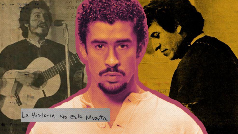 Imagem de Bad Bunny para uma matéria sobre Victor Jara e homenagem no Chile.