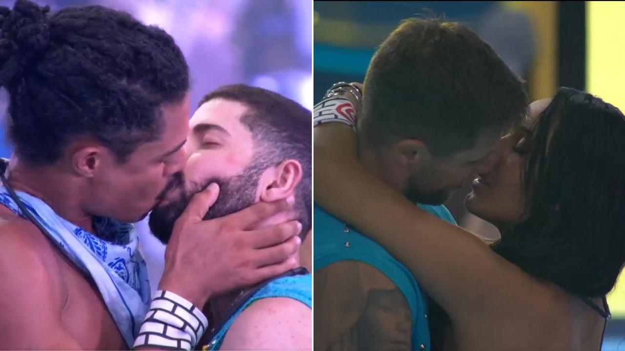 Montagem de fotos dos dois primeiros beijos do BBB 26.
