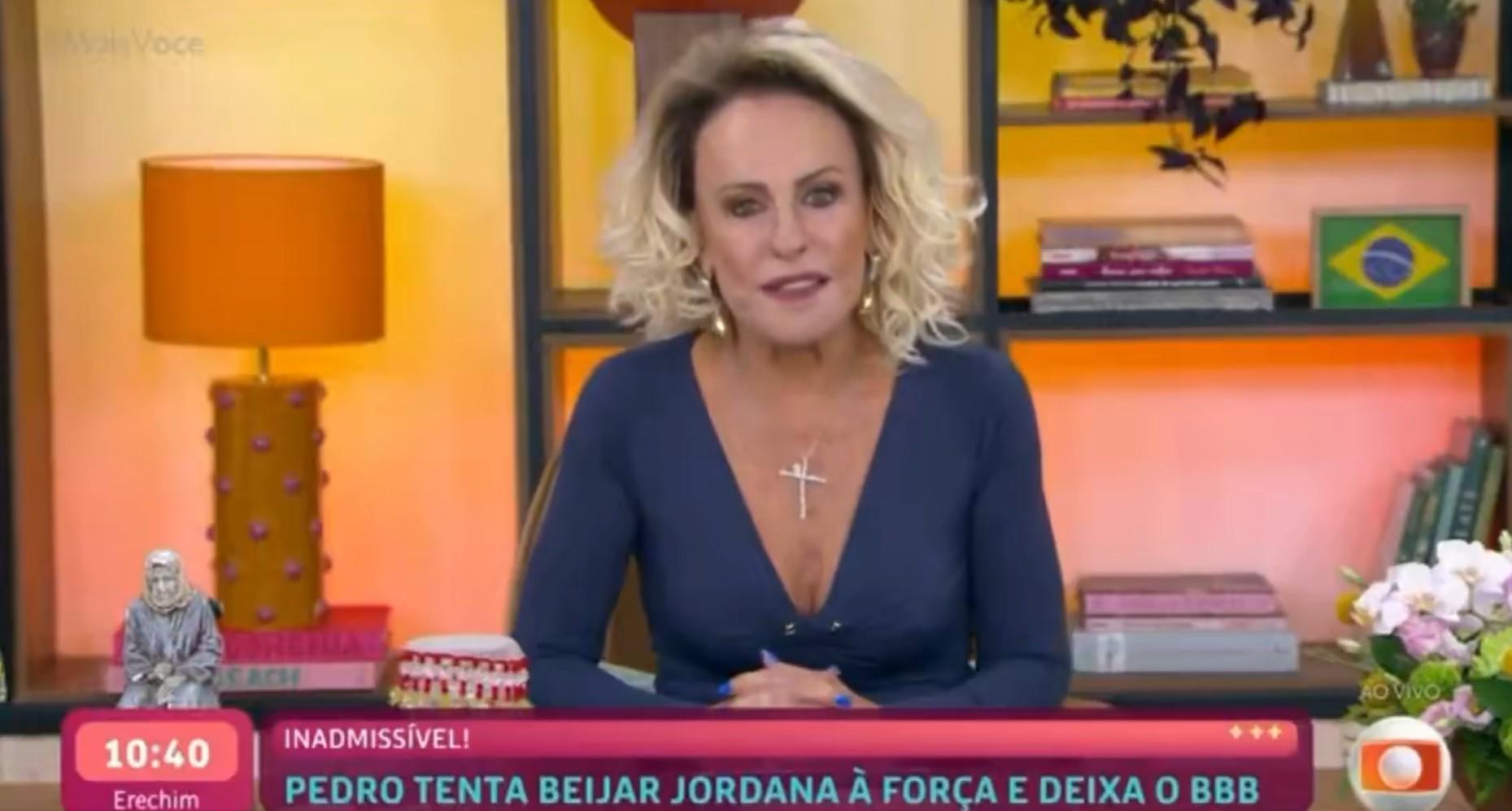 foto da apresentadora Ana Maria Braga no programa Mais Você enquanto fala sobre o participante Pedro do BBB 26.