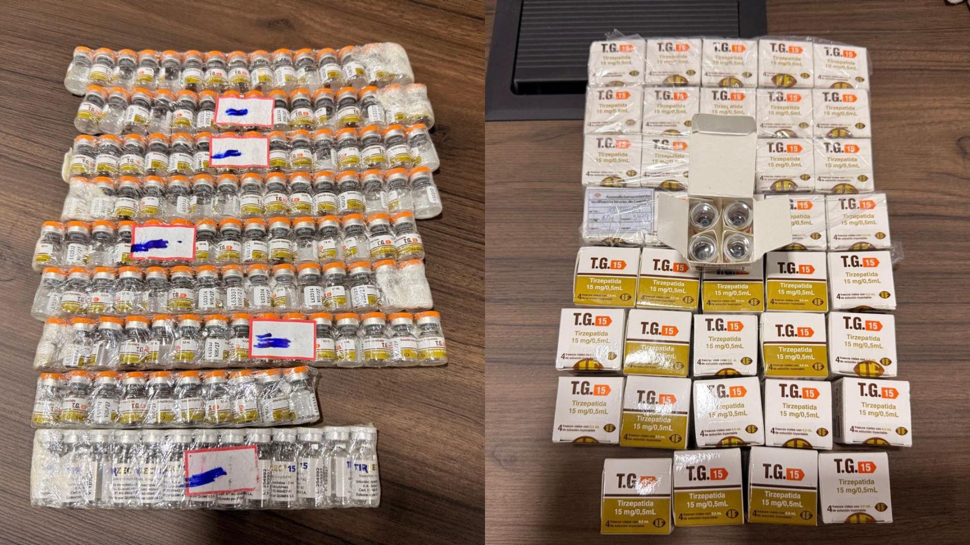 Foto do lote de Mounjaro apreendido pela Receita Federal em Fortaleza.