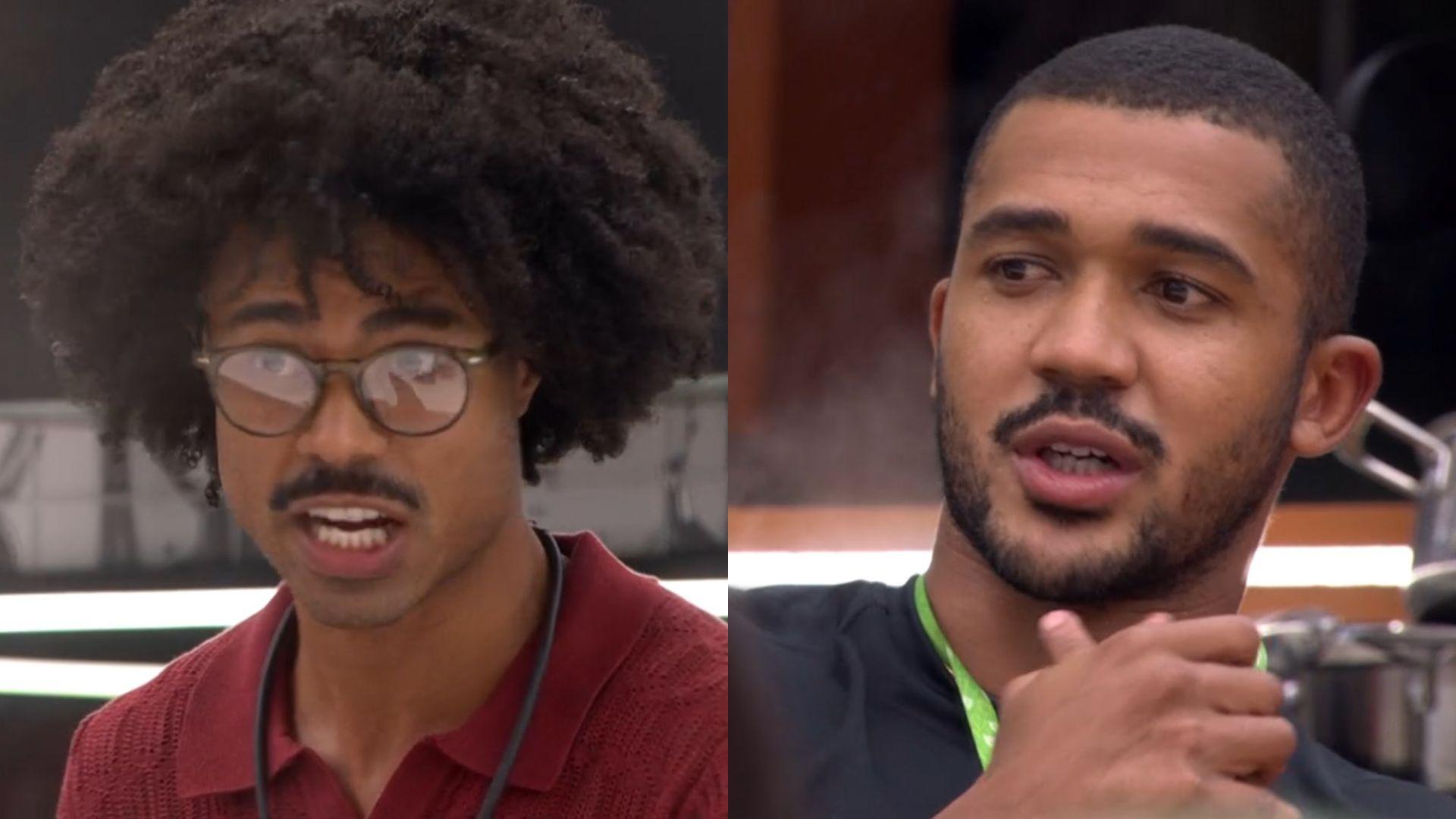 Colagem com os participantes Breno e Matheus durante a discussão.