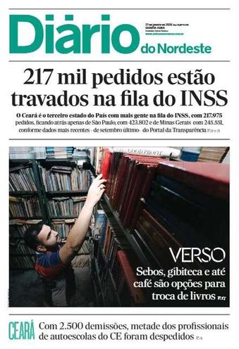 Capa da Edição do dia do jornal Diário do Nordeste