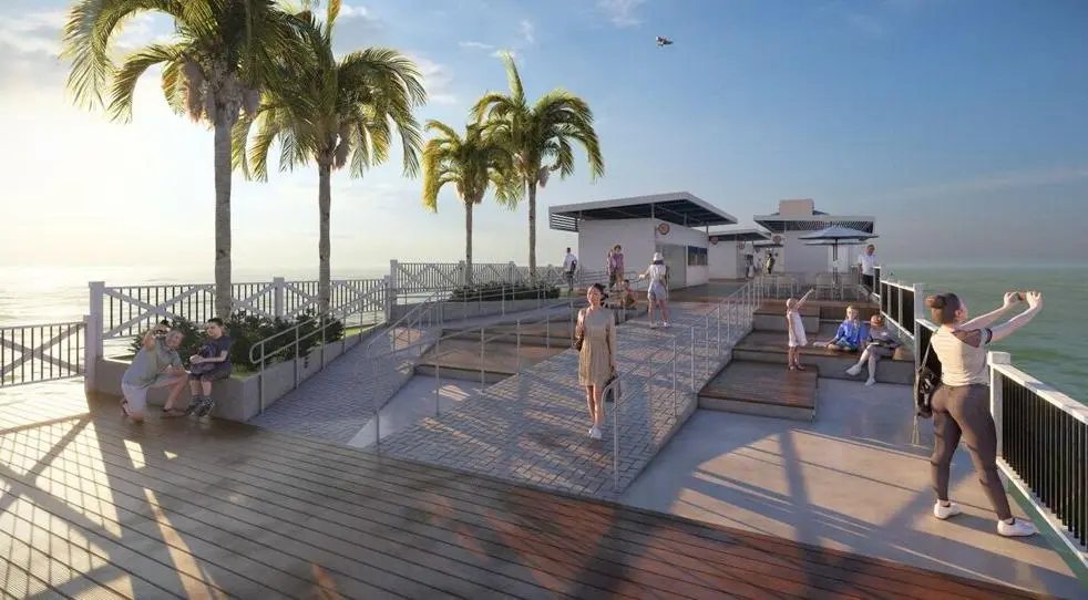 Imagem de reprodução de um projeto arquitetônico da entrada do espigão do Ideal, na beira-mar de Fortaleza.