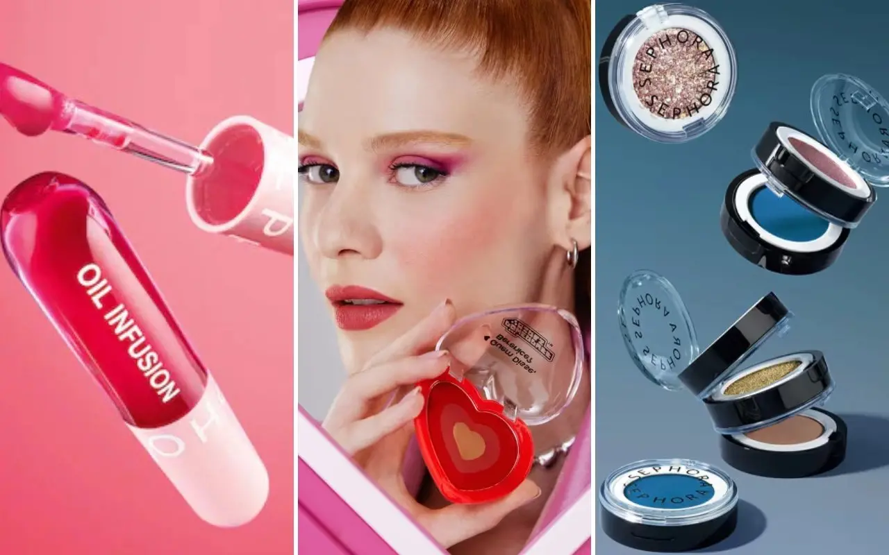 Imagem de itens de maquiagem para o Carnaval 2026.