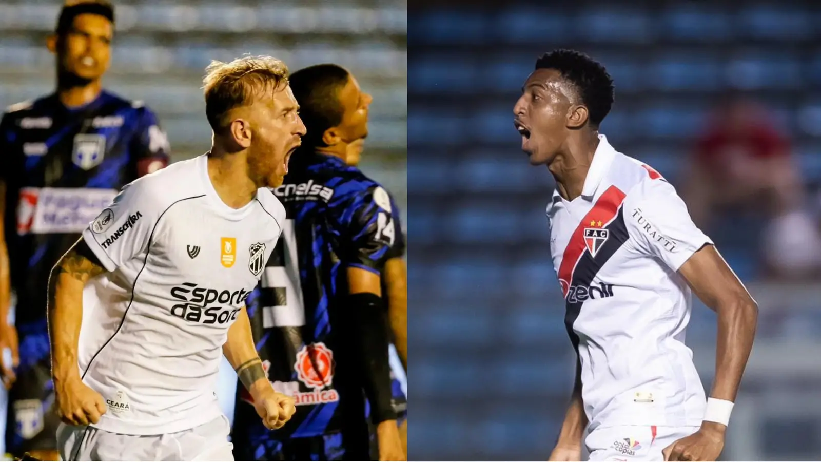 Montagem com foto de atletas do Ceará e do Ferroviário