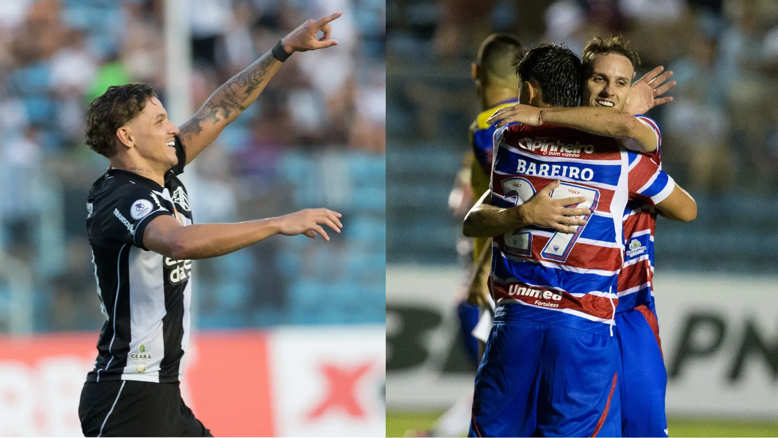 Montagem com fotos de atletas de Ceará e Fortaleza