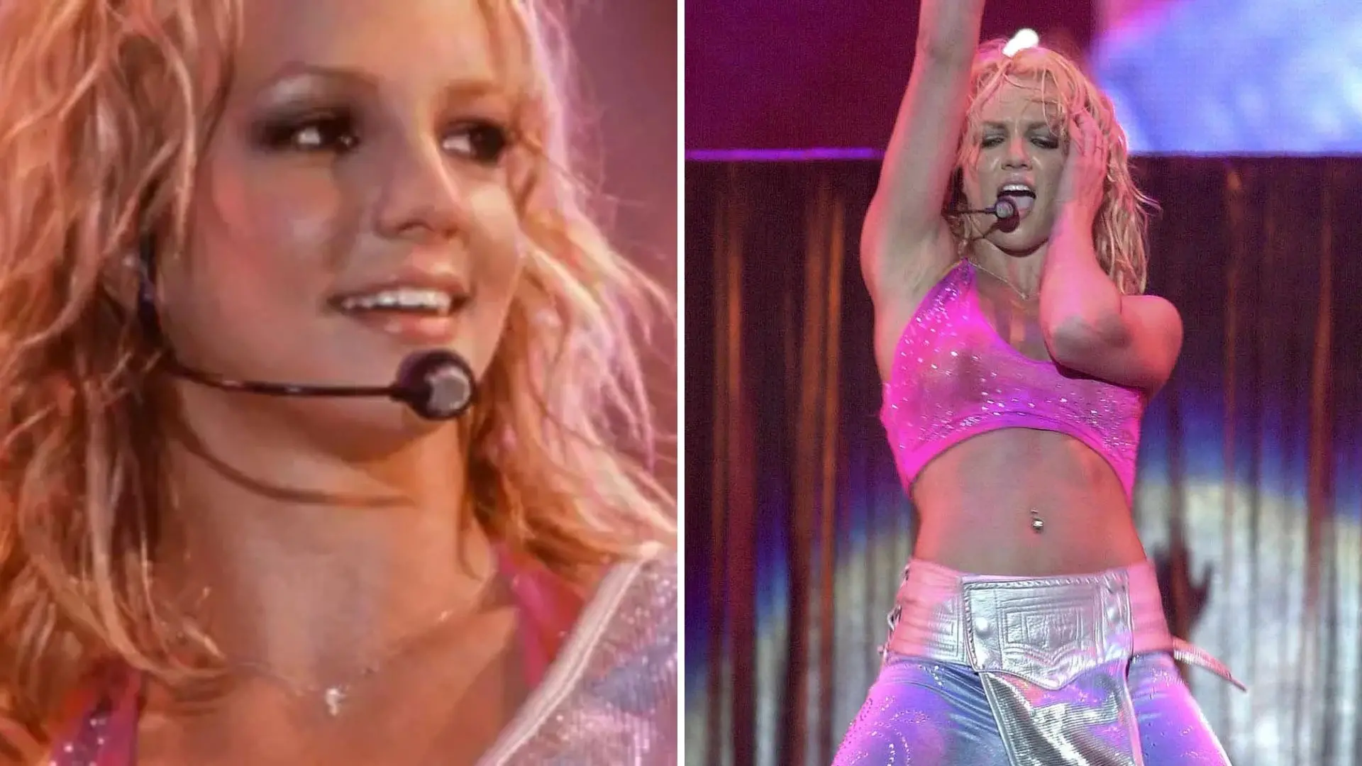 montagem de fotos de Britney Spears no Rock in Rio 2001.