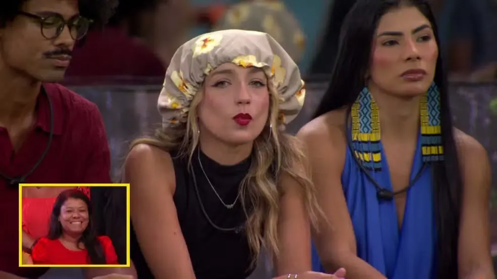 foto dos participantes Breno, Samira e Marciele durante primeiro Sincerão do BBB 26.