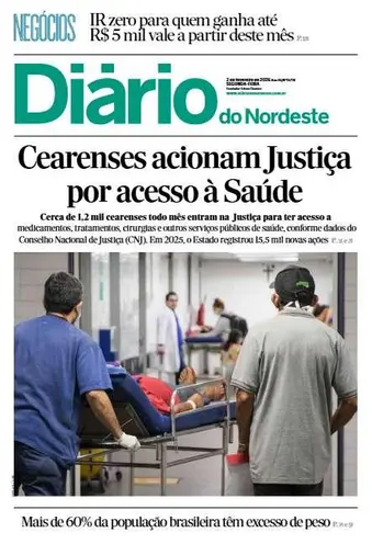 Capa da Edição do dia do jornal Diário do Nordeste