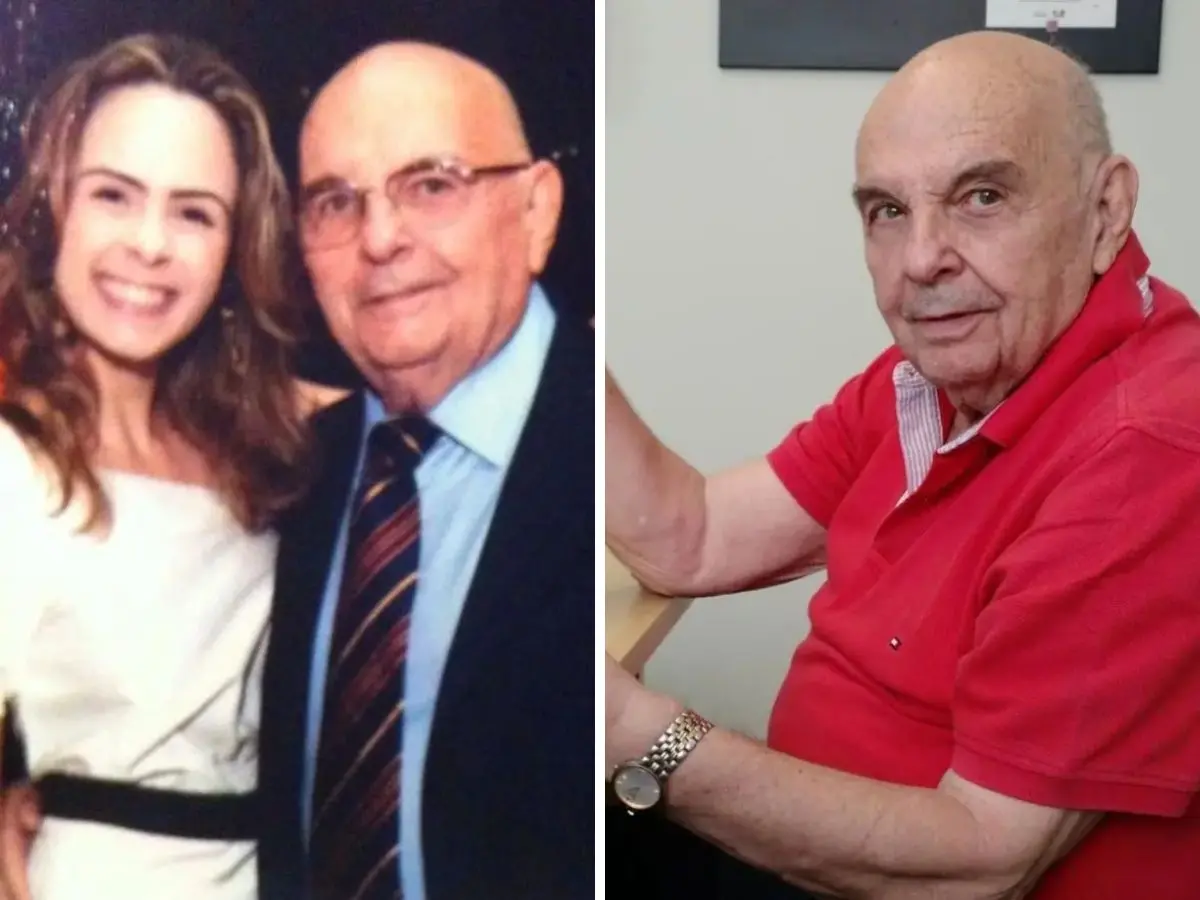Montagem de fotos mostra Ana Paula Renault e seu pai, Gerardo Renault