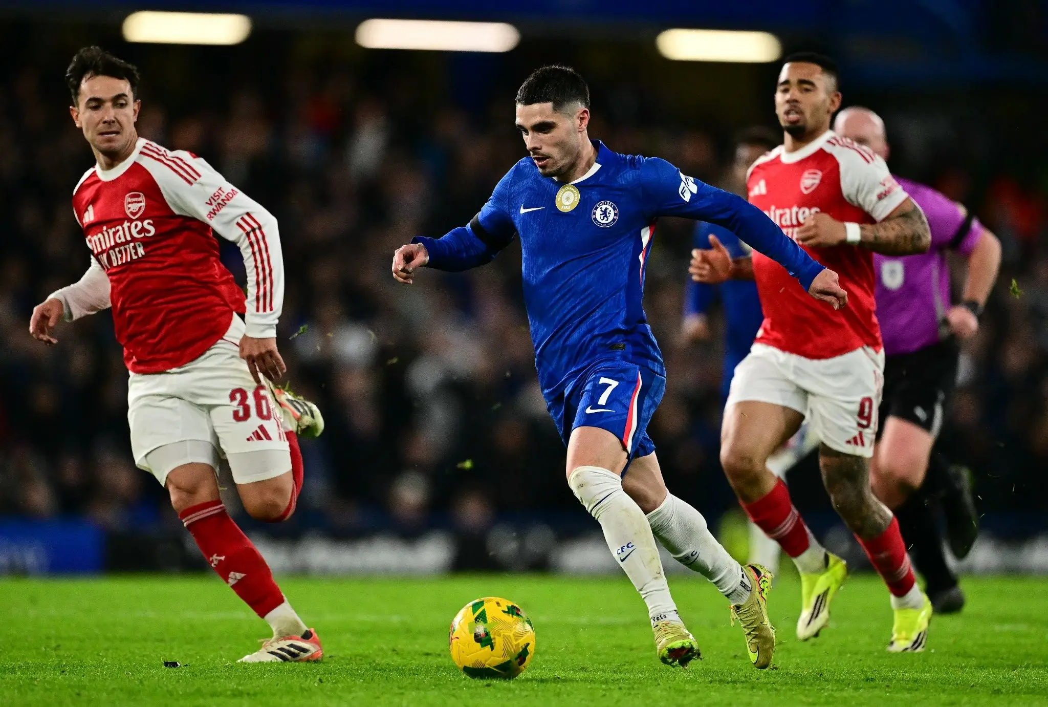 Arsenal x Chelsea durante jogo no futebol inglês