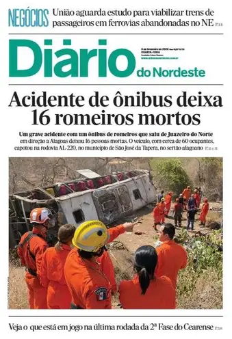 Capa da Edição do dia do jornal Diário do Nordeste