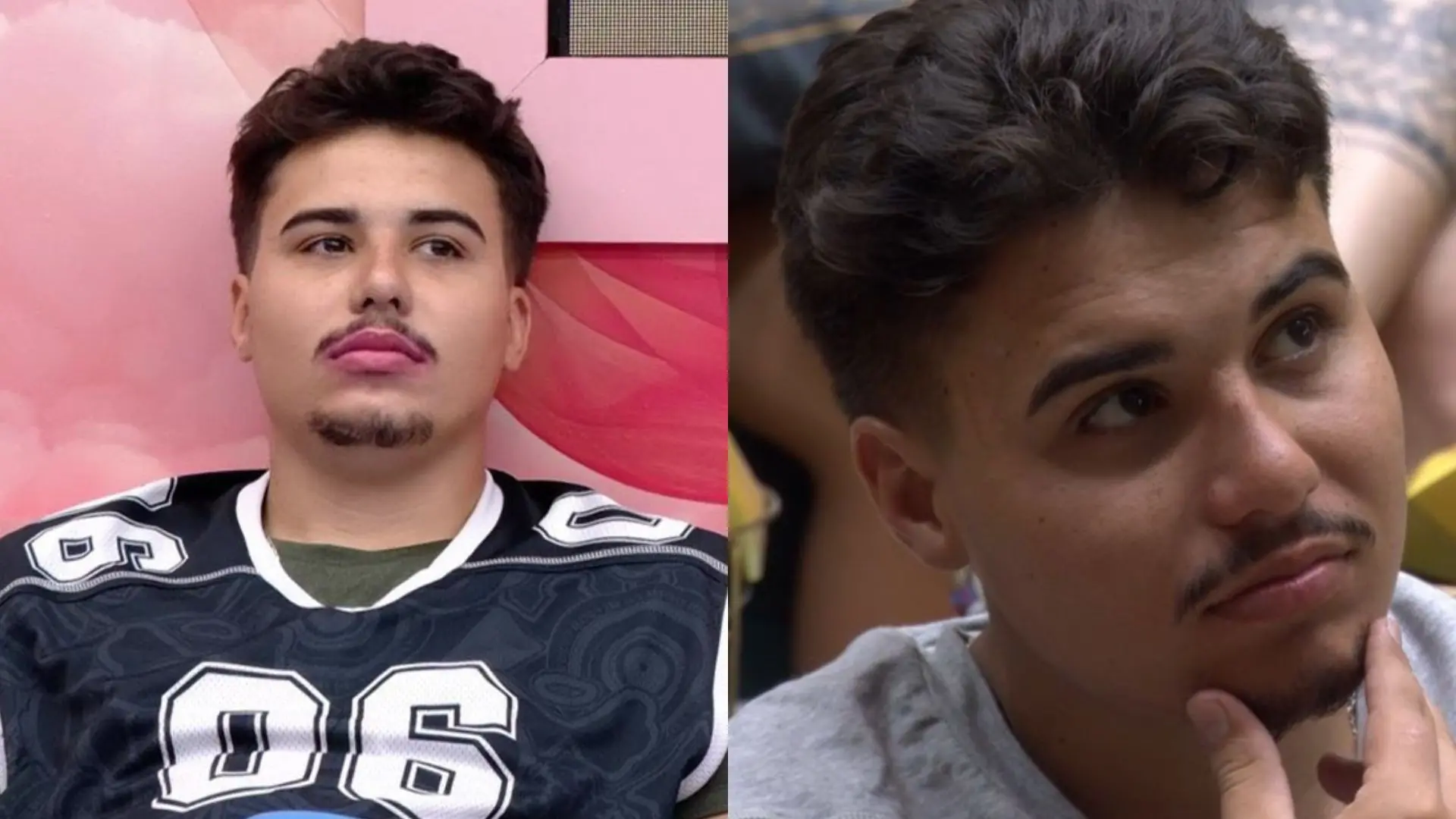 Colagem com fotos do Pedro ainda na casa do BBB 26.