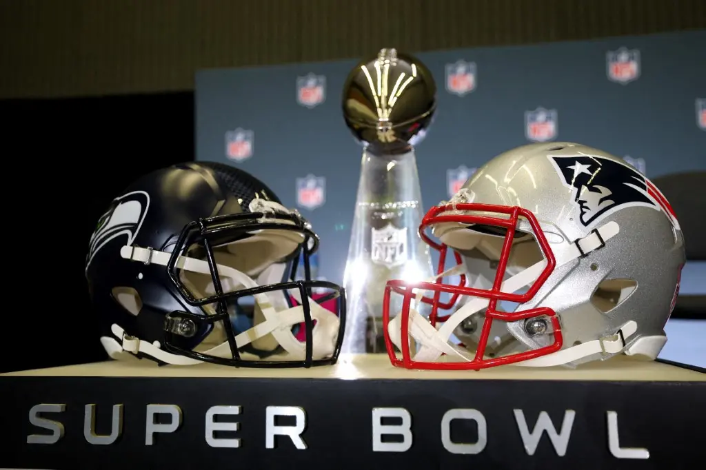 Foto de Seattle Seahawks e New England Patriots pela final do Super Bowl