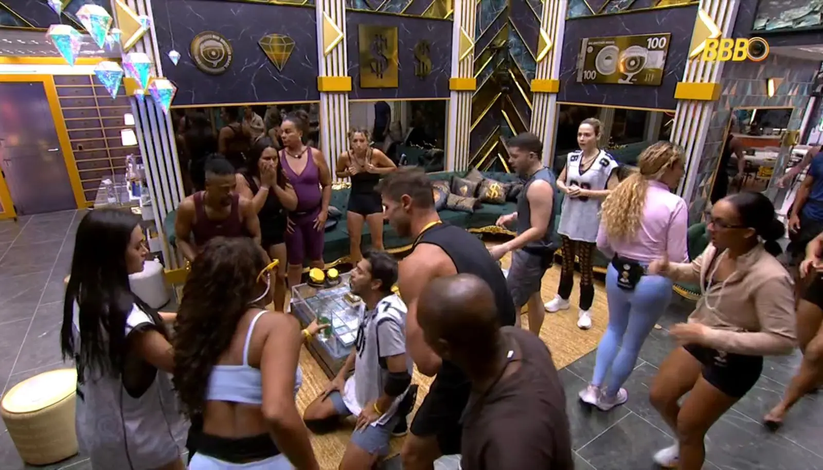 Cowboy engasgado na sala do BBB 26.