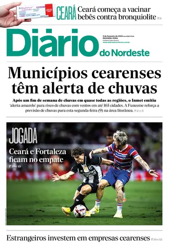 Capa da Edição do dia do jornal Diário do Nordeste