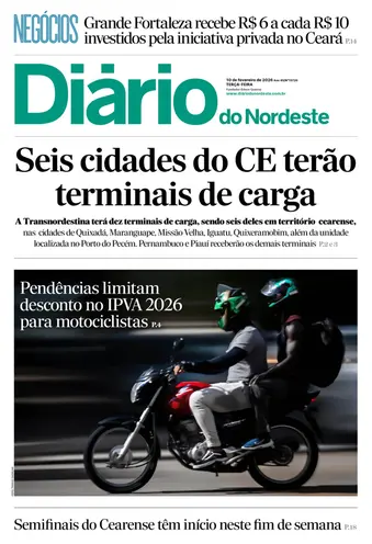 Capa da Edição do dia do jornal Diário do Nordeste