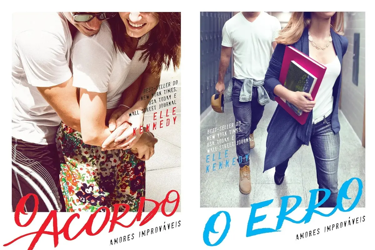 Imagem de capa dos livros O Acordo e O Erro, para uma matéria sobre Off Campus ou Amores Improváveis.