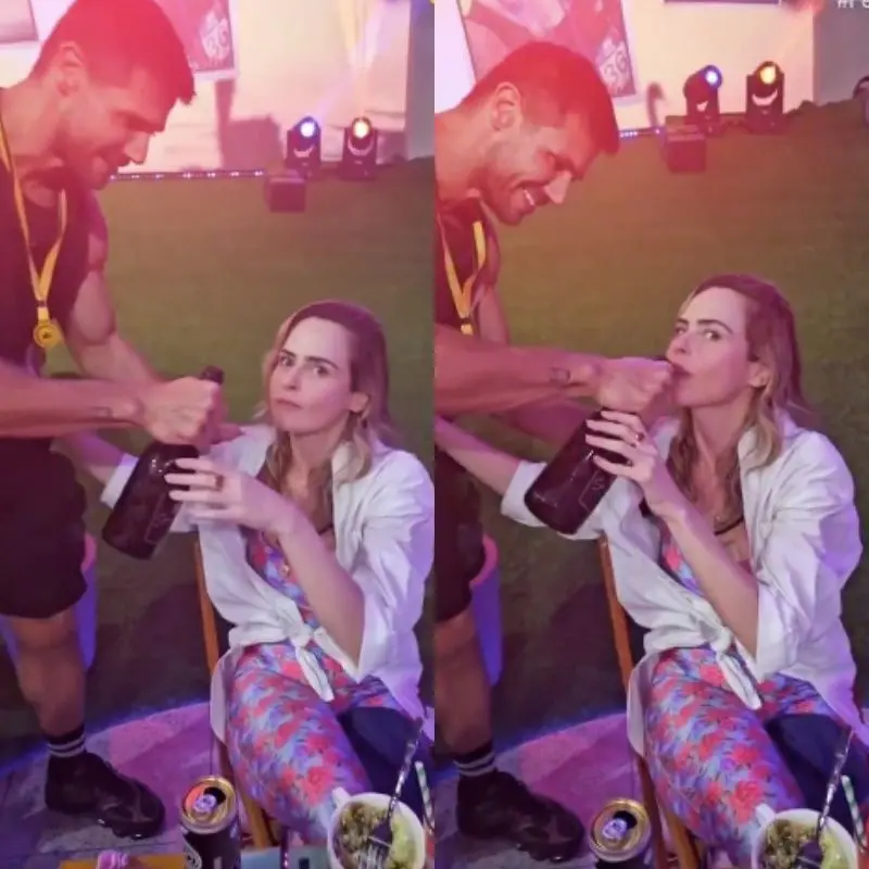 Apesar de estarem em grupos opostos, Ana Paula flertou com Jonas na festa do líder. 