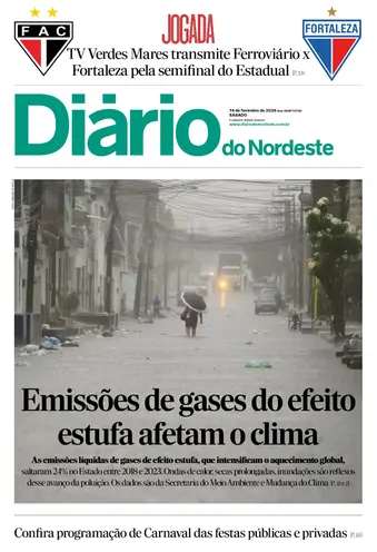 Capa da Edição do dia do jornal Diário do Nordeste