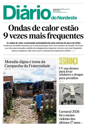 Capa da Edição do dia do jornal Diário do Nordeste