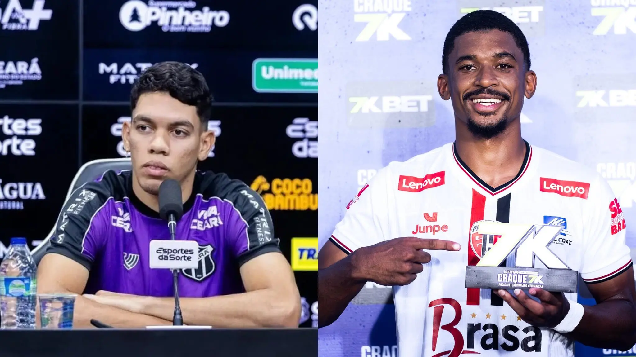 Paulo Baya, quando estava no Ceará, e Welliton, no Primavera SAF