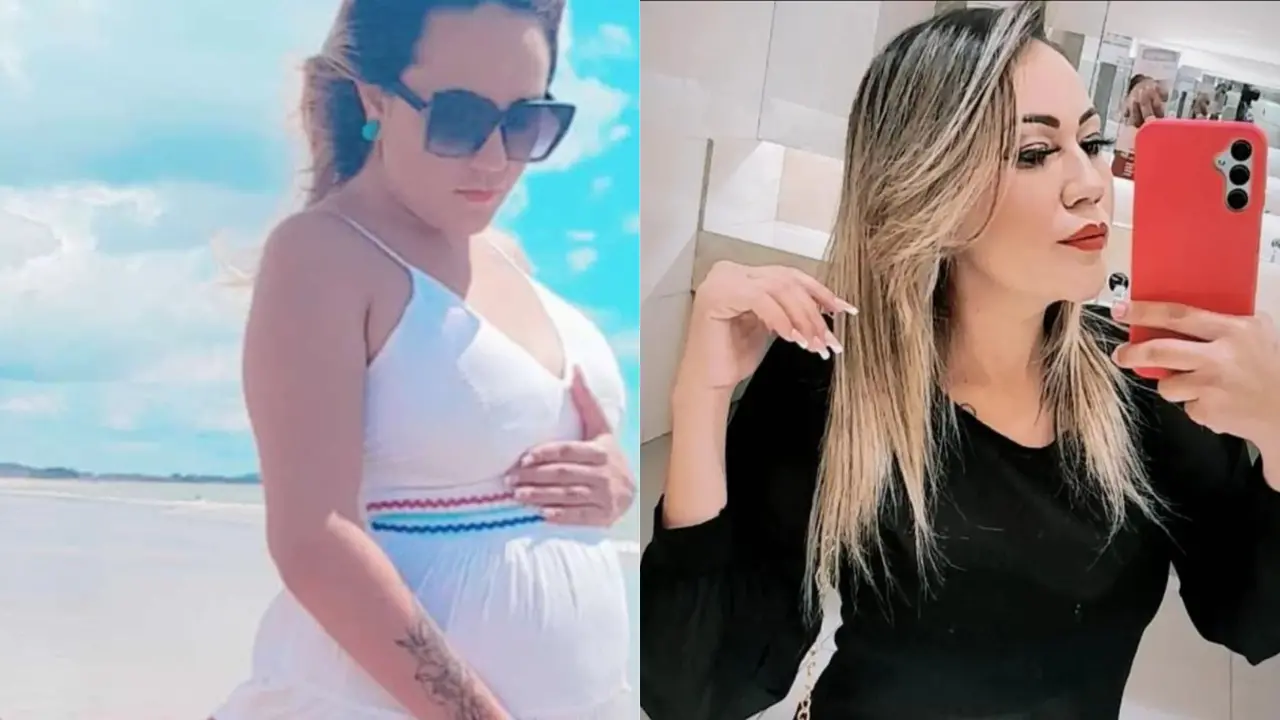 Pessoa em ambiente de praia vestindo roupa clara, em pé, segurando a região do abdômen, com céu azul ao fundo. As fotos são de uma mulher morta pelo companheiro no Ceará. Ele foi condenado a 25 anos de prisão.