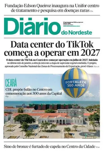 Capa da Edição do dia do jornal Diário do Nordeste