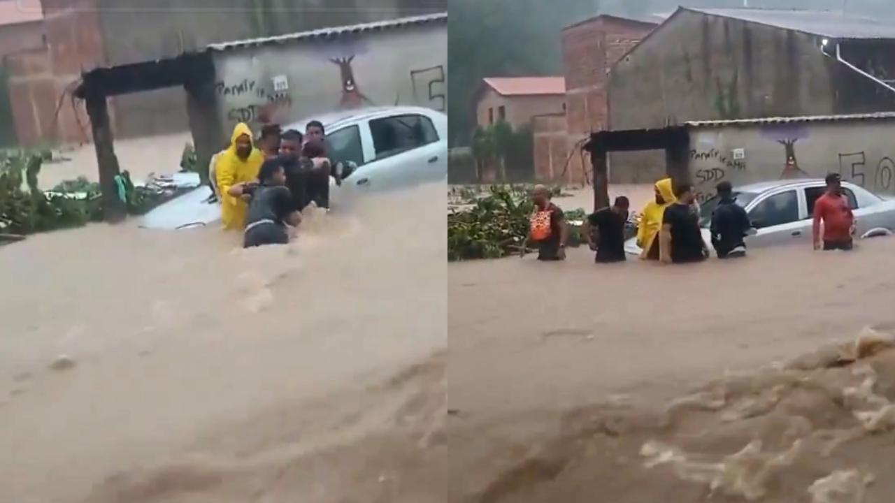 Força de de correnteza chegou a puxar homem.
